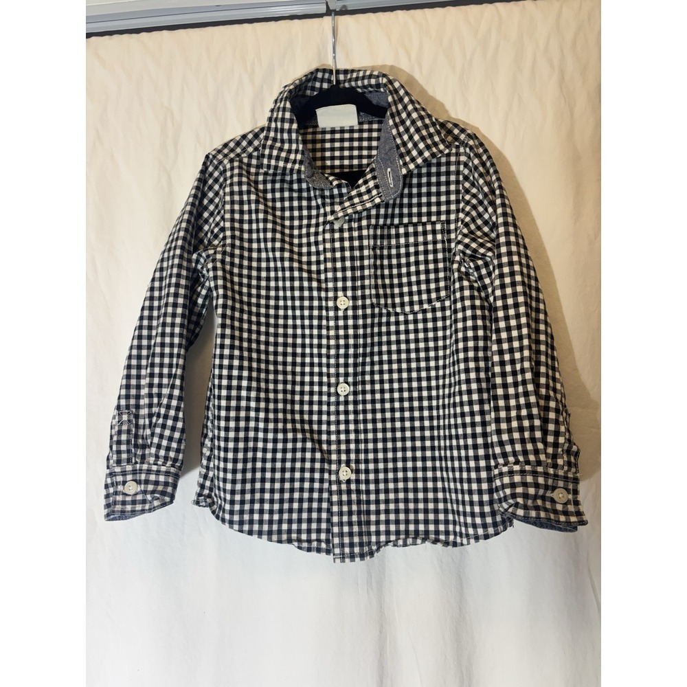 Crazy‎ 8 Button Down Plaid Shirt Boys Size 3T Long Sleeve Blue White Y8